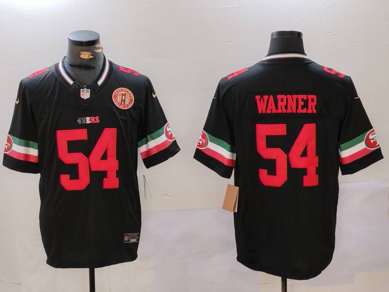 Men San Francisco 49ers 54 Warner Black Mexico three generations 2024 Nike Vapor Limited NFL Jersey style 2